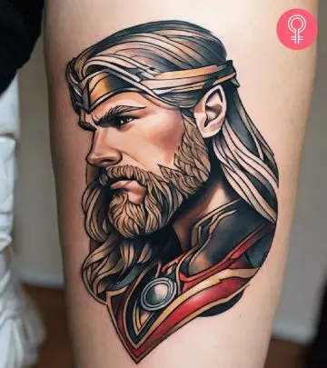 An Iron Man tattoo on the forearm