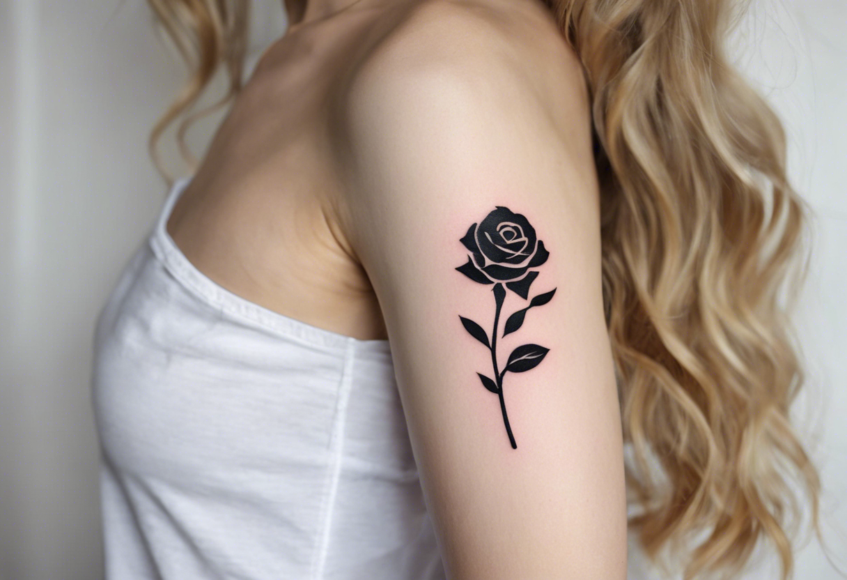 Rose silhouette tattoo on a woman’s arm