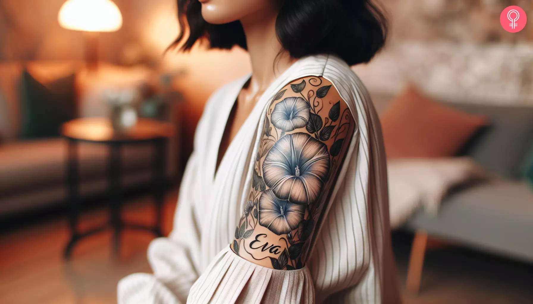 Morning glory birth flower with name tattoo