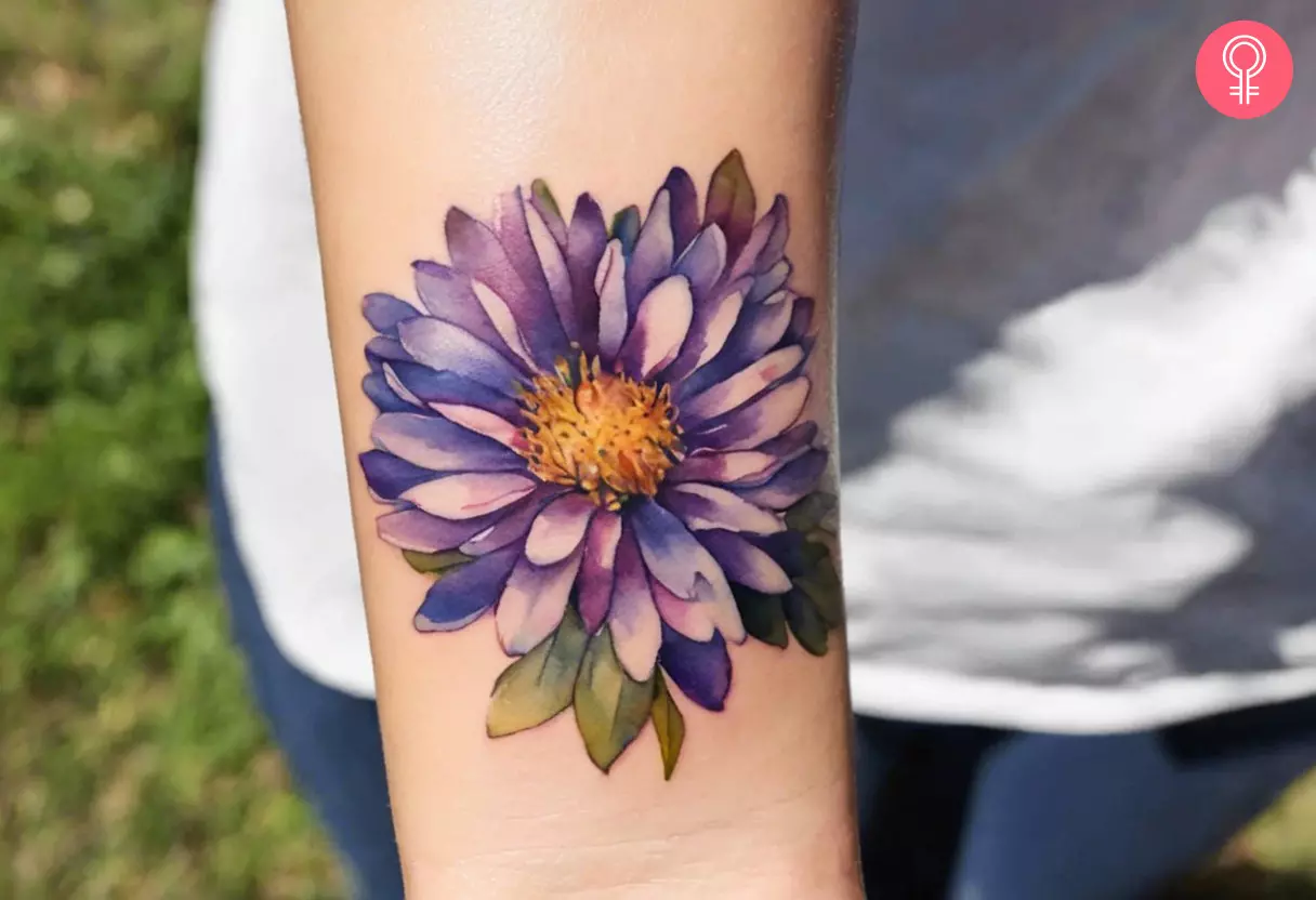 Aster tattoo on the wrist