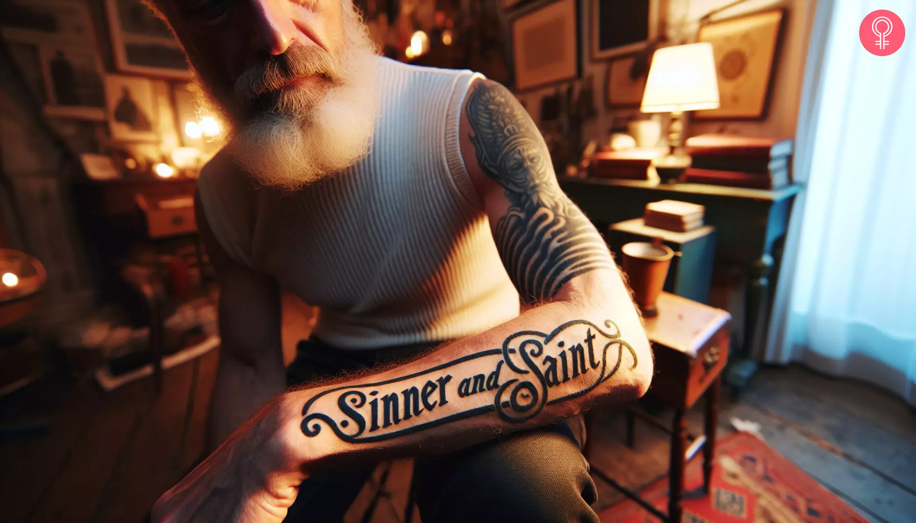 Sinner and saint heavenly tattoo on the arm 