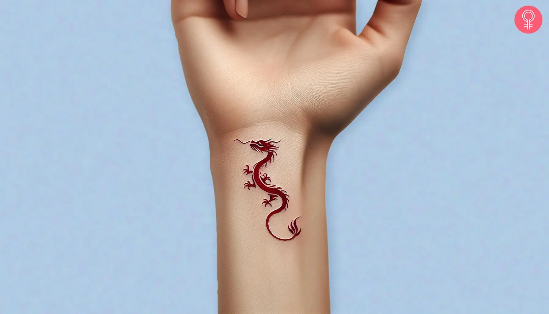 Minimalistic red dragon tattoo