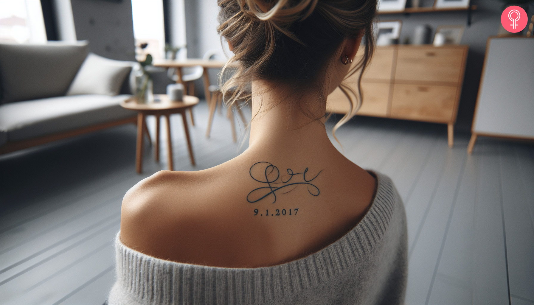 A sobriety date tattoo on the back