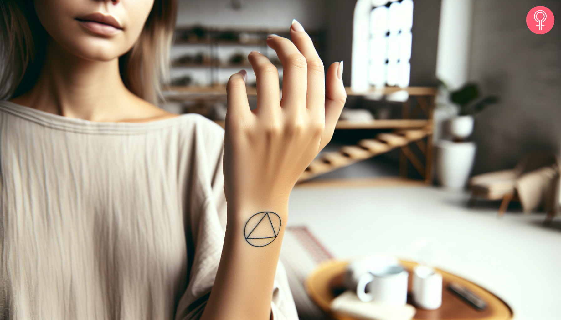 A sobriety symbol tattoo on the wrist