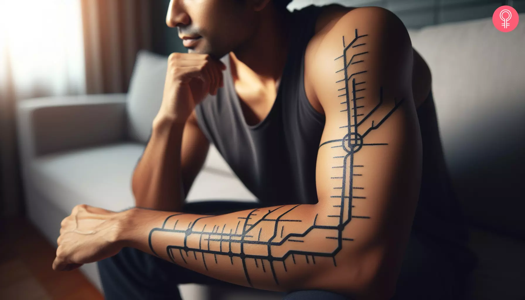 Metro map tattoo on a man's sleeve