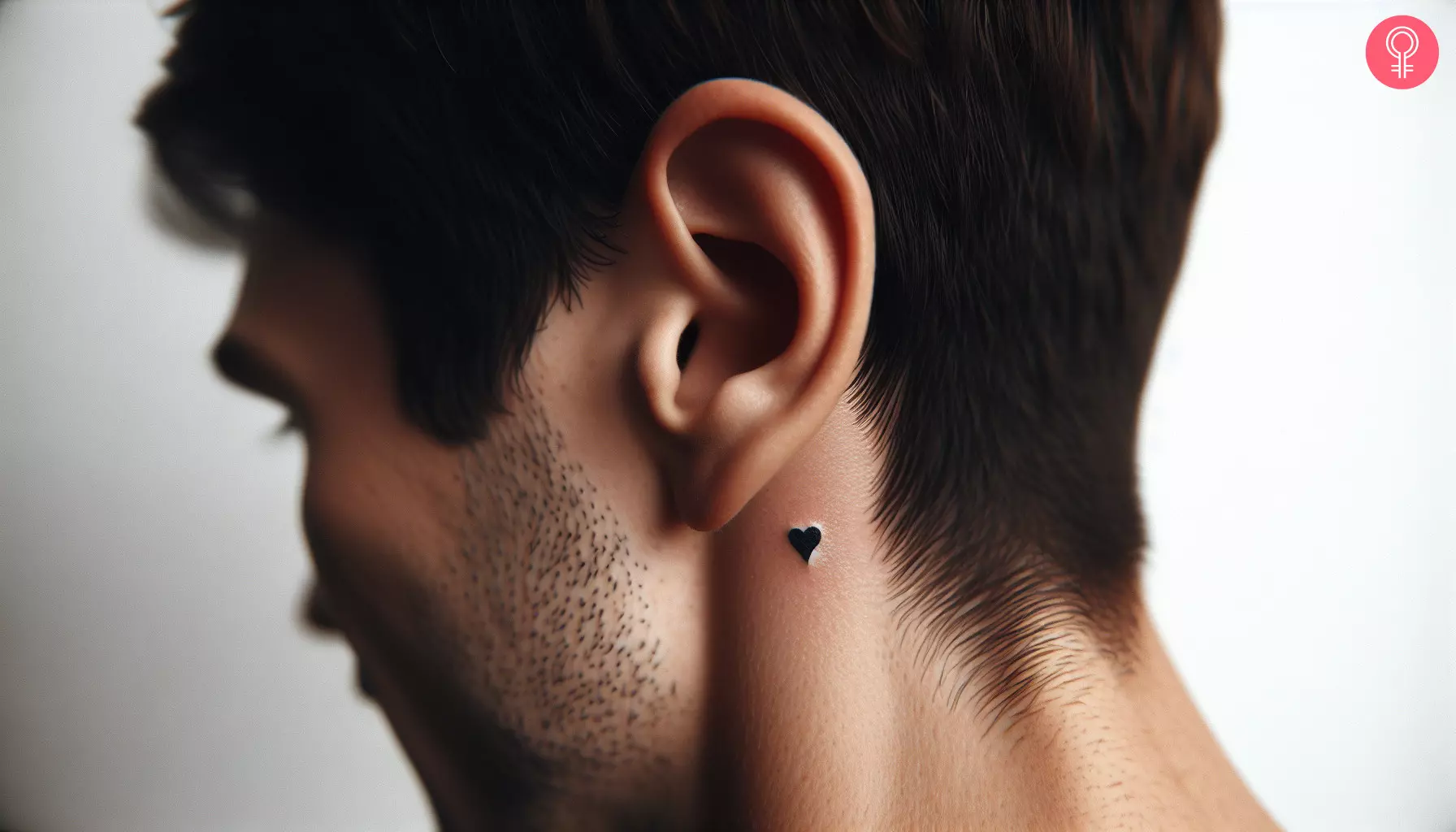 Tiny heart tattoo at the back of the ear
