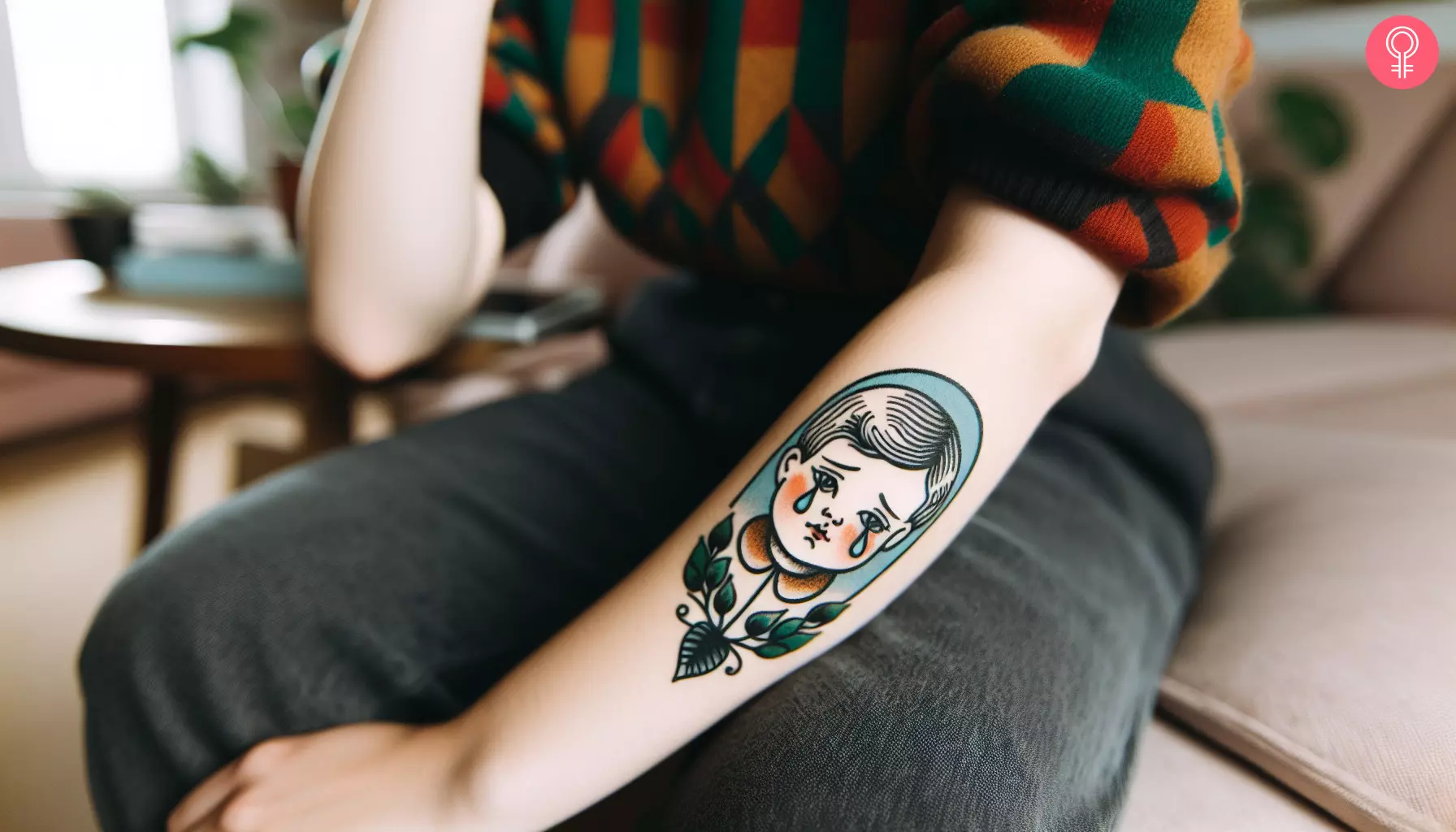 Flash Cry Baby Tattoo On Forearm