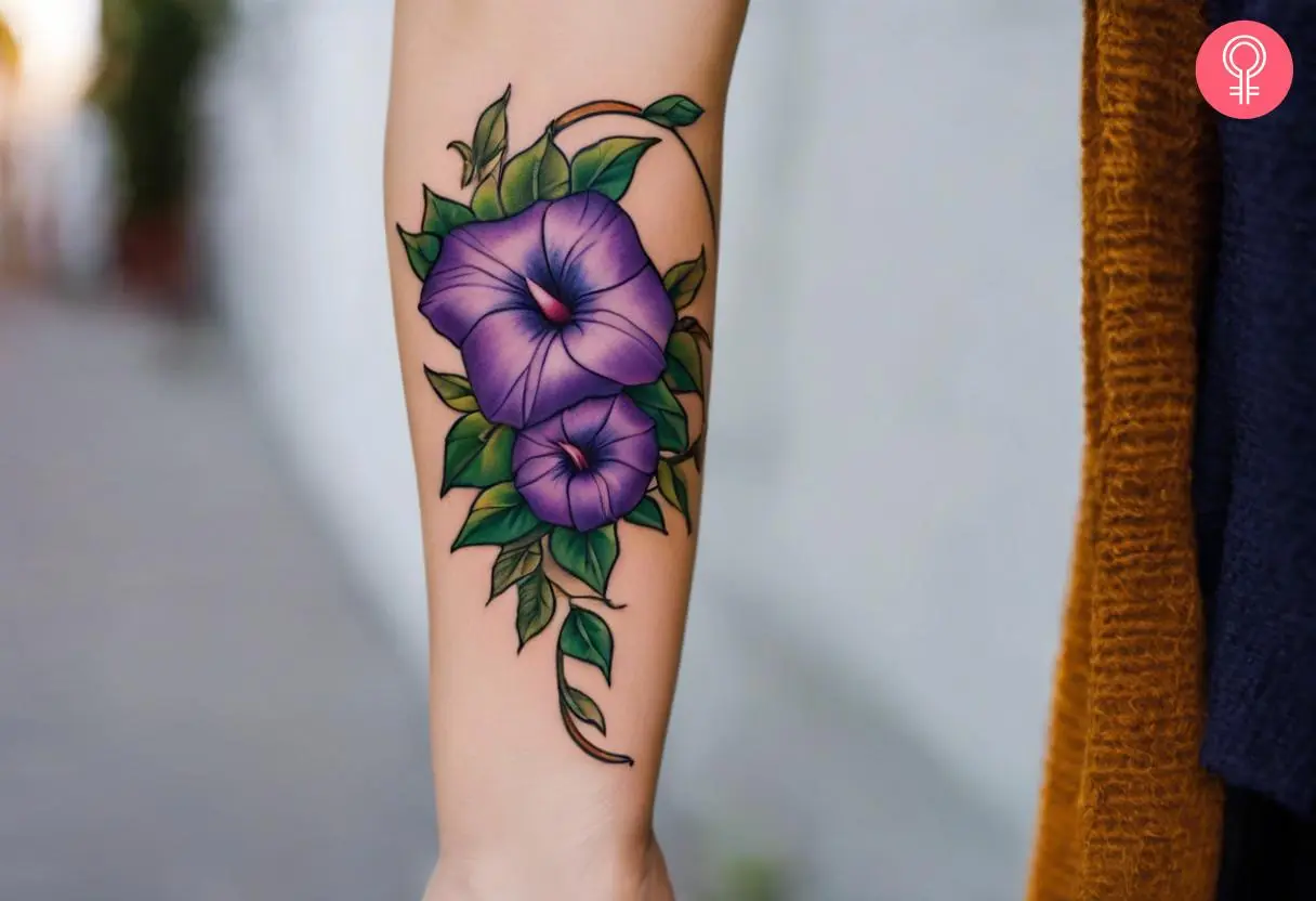 Traditional Morning Glory Tattoo