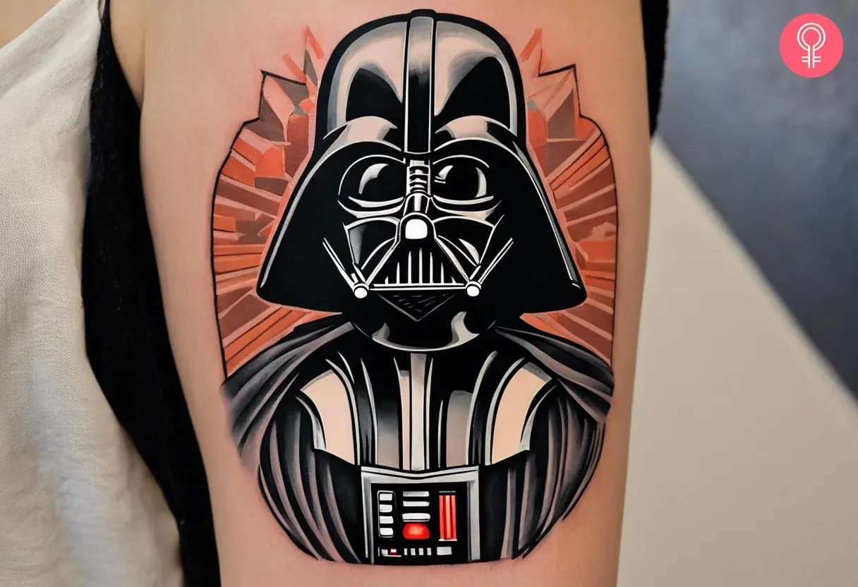 Traditional darth vader tattoo on the arm