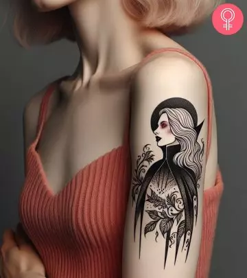 Vampire bat tattoo on the forearm