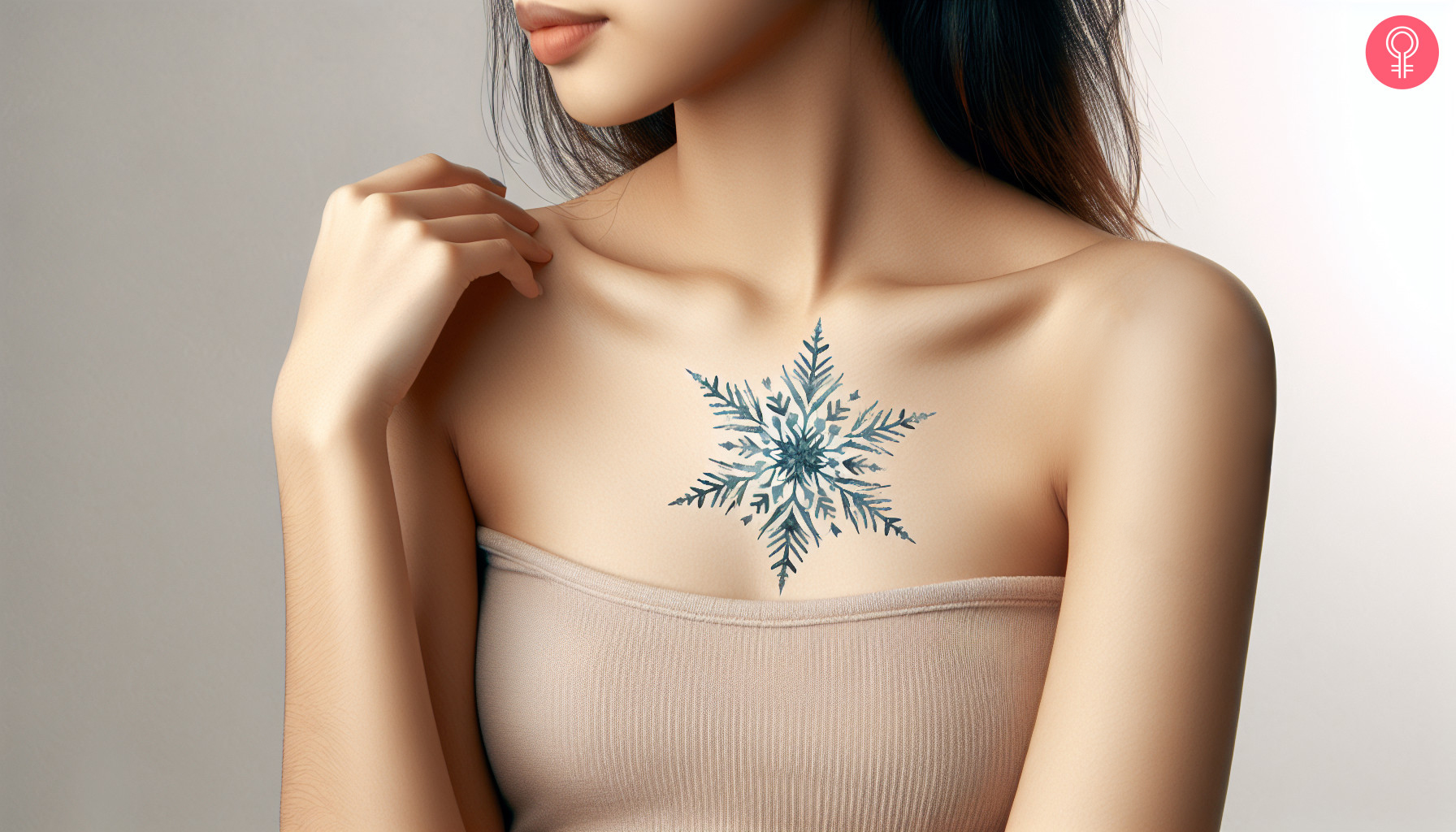Woman with a feminine snowflake tattoo