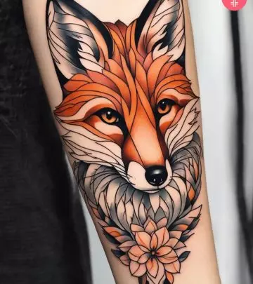 Traditional forest tattoo on the arm