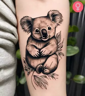 A woman with a panda tattoo