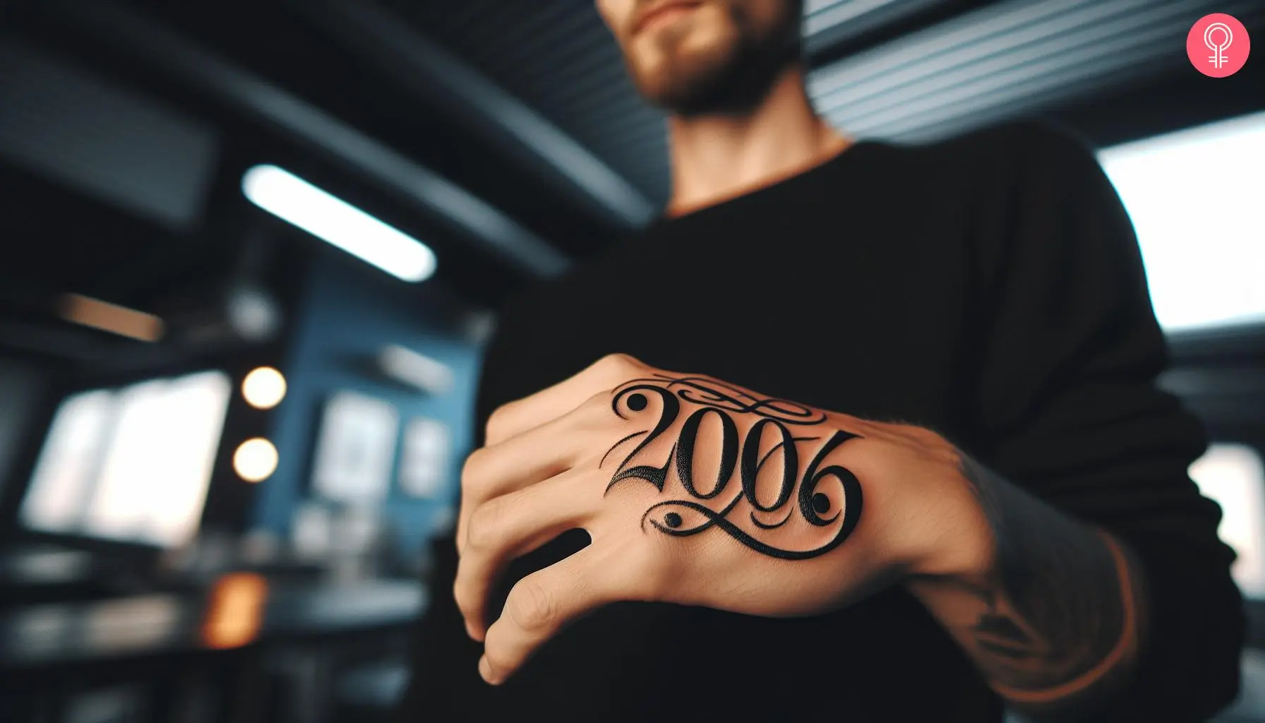 2006 tattoo on the hand of a man