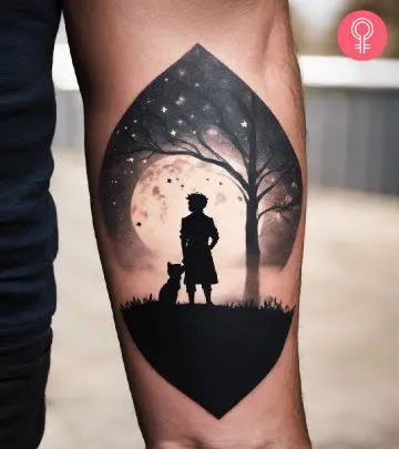 Little prince tattoo on the forearm of a woman