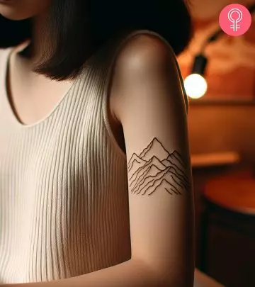 Woman with an optical illusion tattoo on the arm