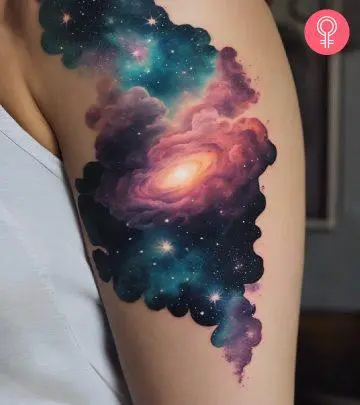 Etch the infinite nebula on your skin to reveal your cosmic connection. 