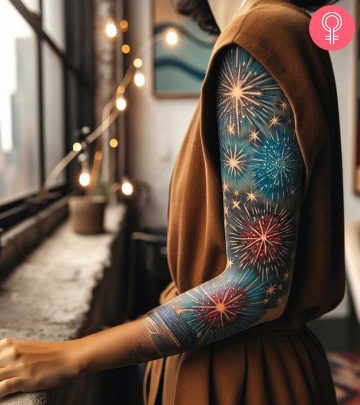 Woman with an euphoria tattoo on the forearm