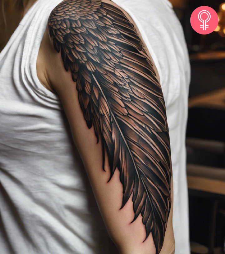 Hermes tattoo on the upper arm