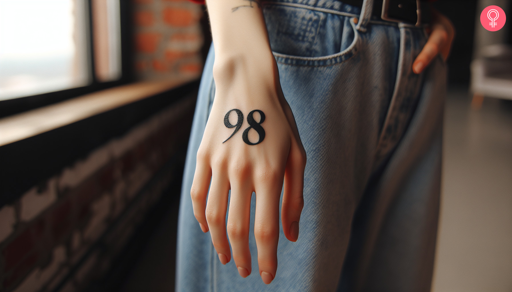 Woman with 98 hand tattoo