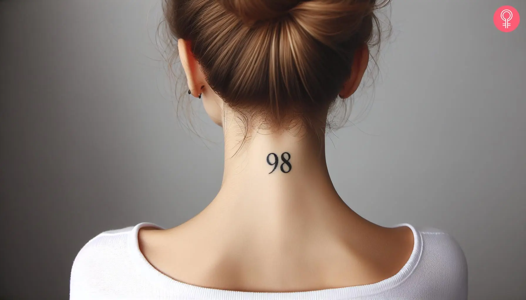 Woman with 98 neck tattoo