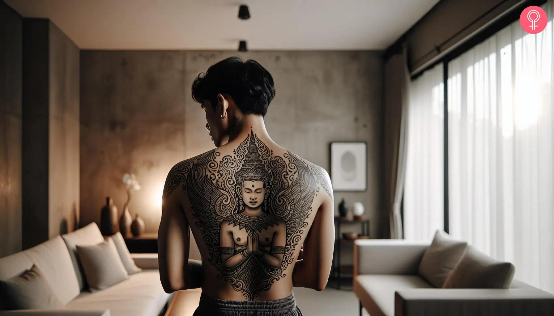 A Cambodian culture tattoo on the back