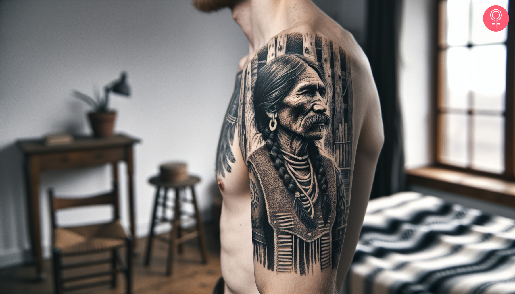 A Comanche Indian tattoo on the arm