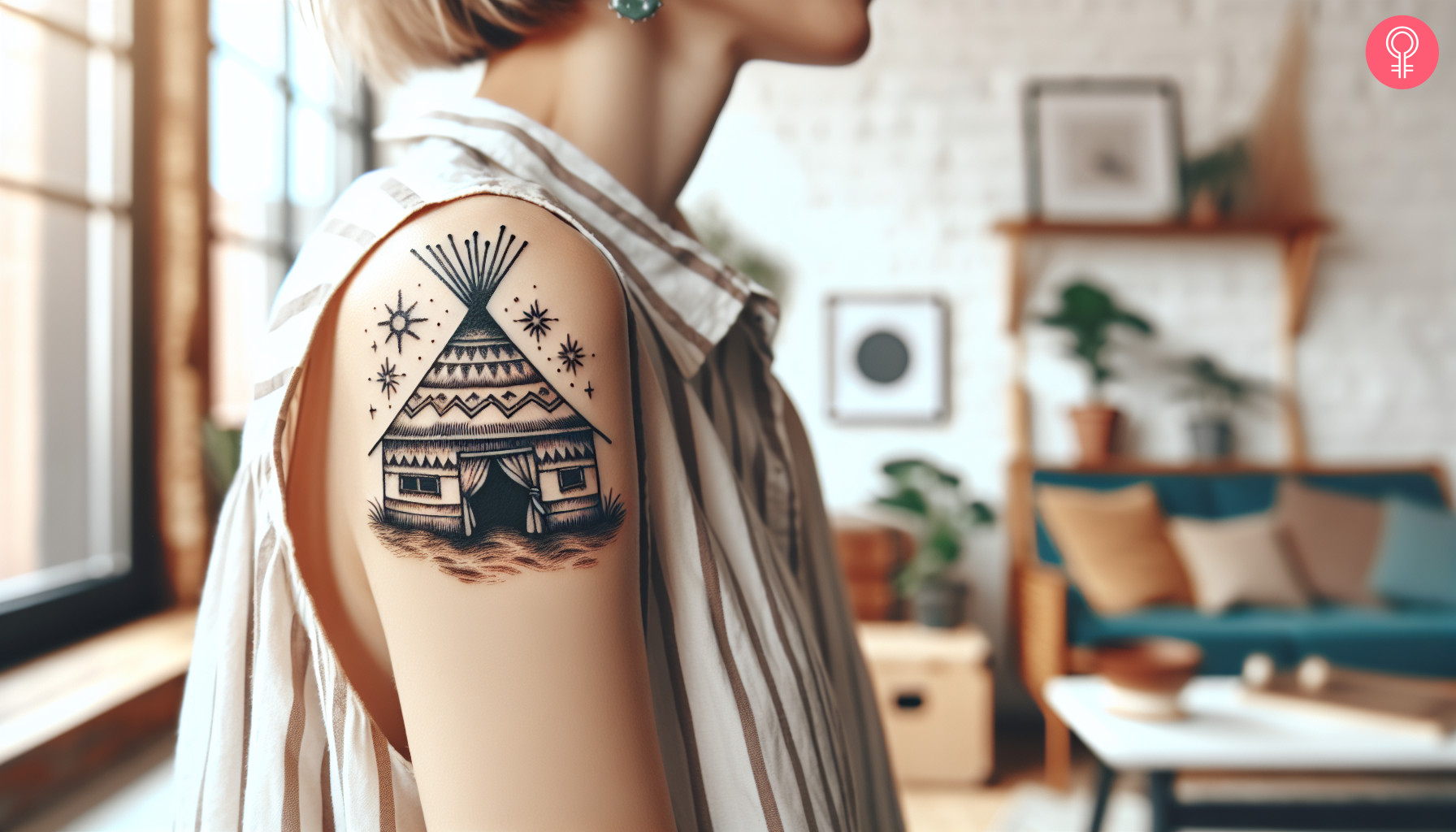 A Comanche nation tattoo on the shoulder