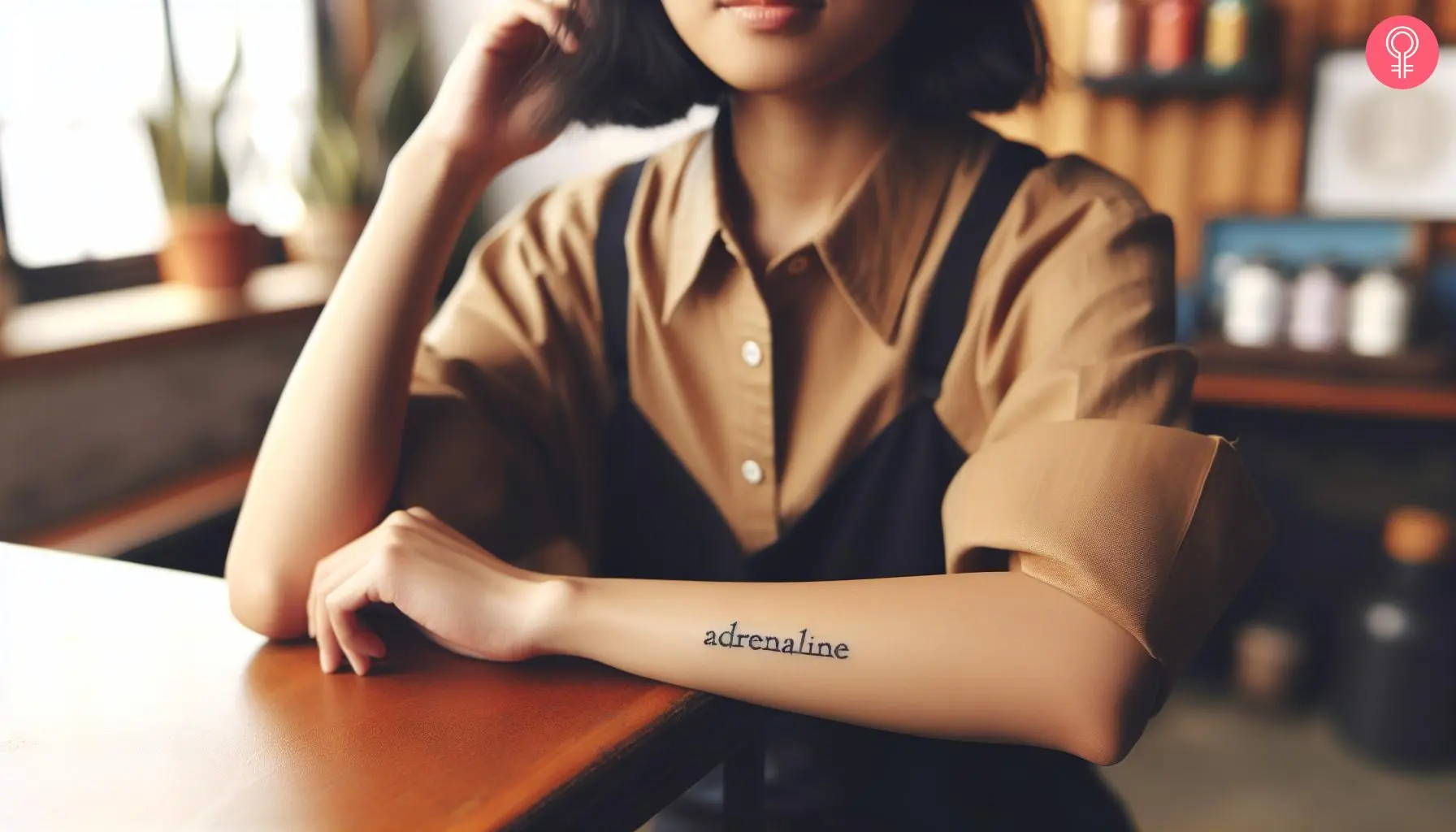 A Deftones Adrenaline tattoo on a woman’s forearm