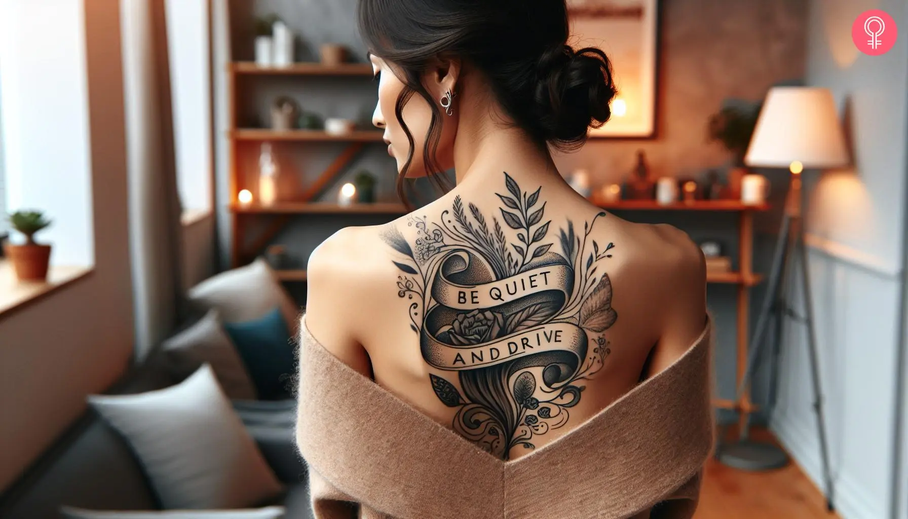 A Deftones lyrics tattoo on a woman’s upper back