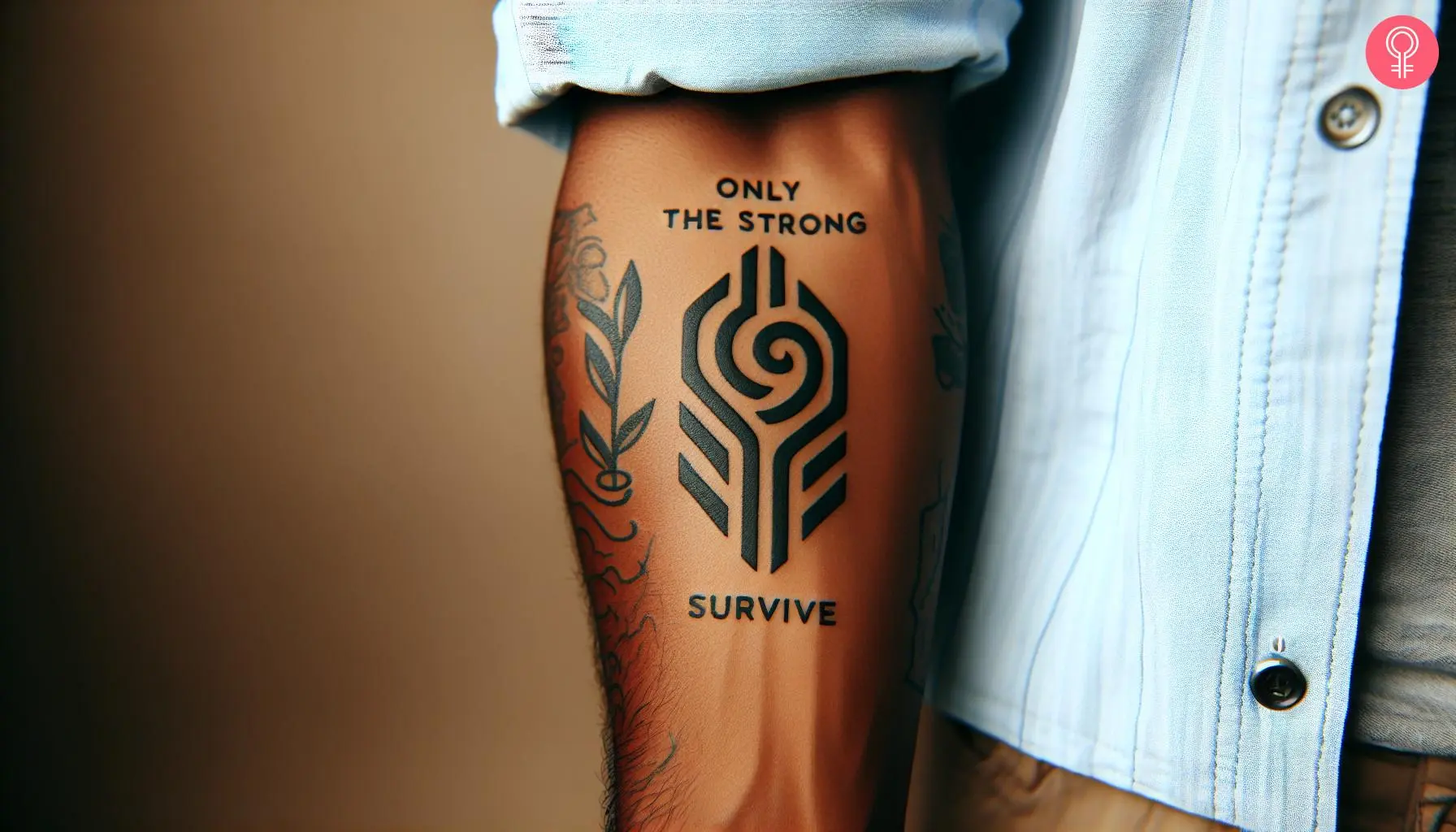 A ‘Only The Strong Survive’ tattoo on a man’s lower arm