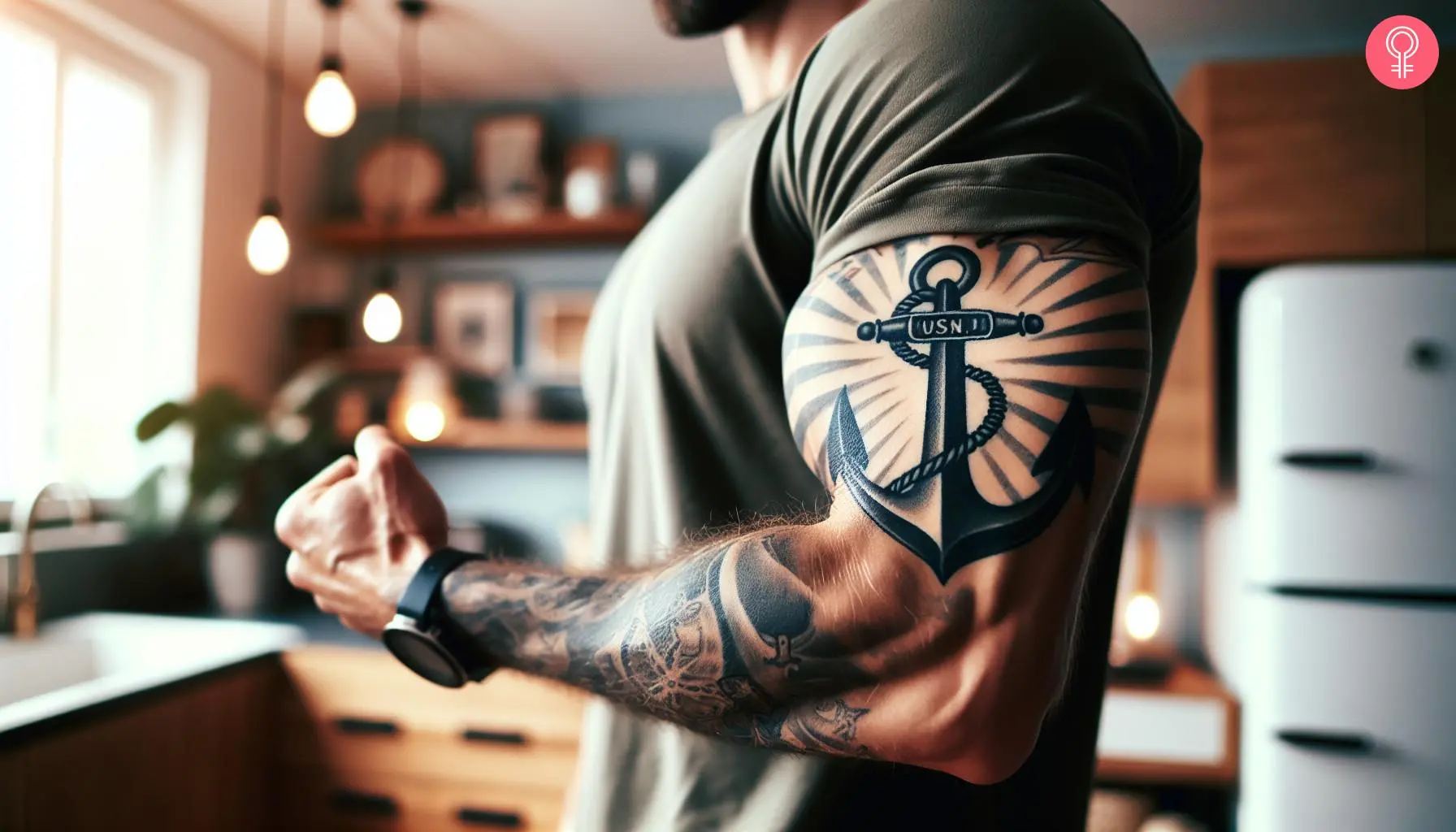 A US Navy tattoo on a man’s upper arm