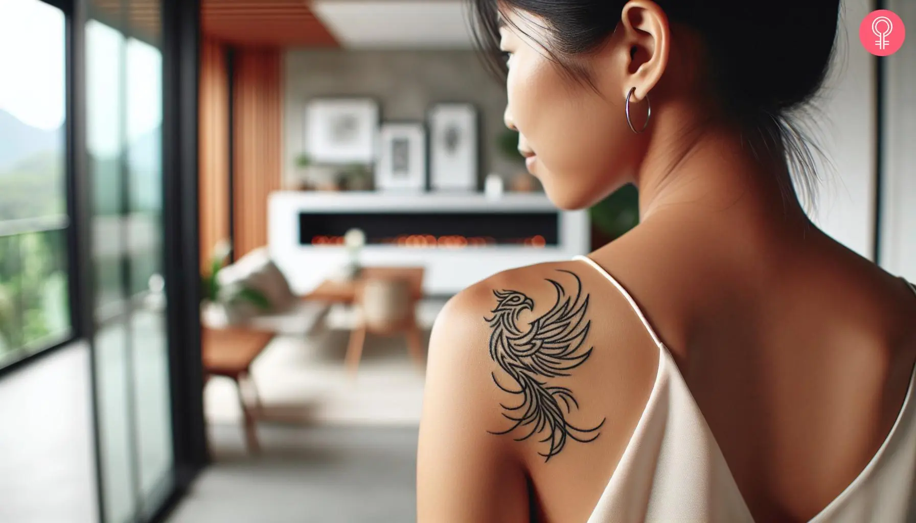 A back shoulder tribal phoenix tattoo