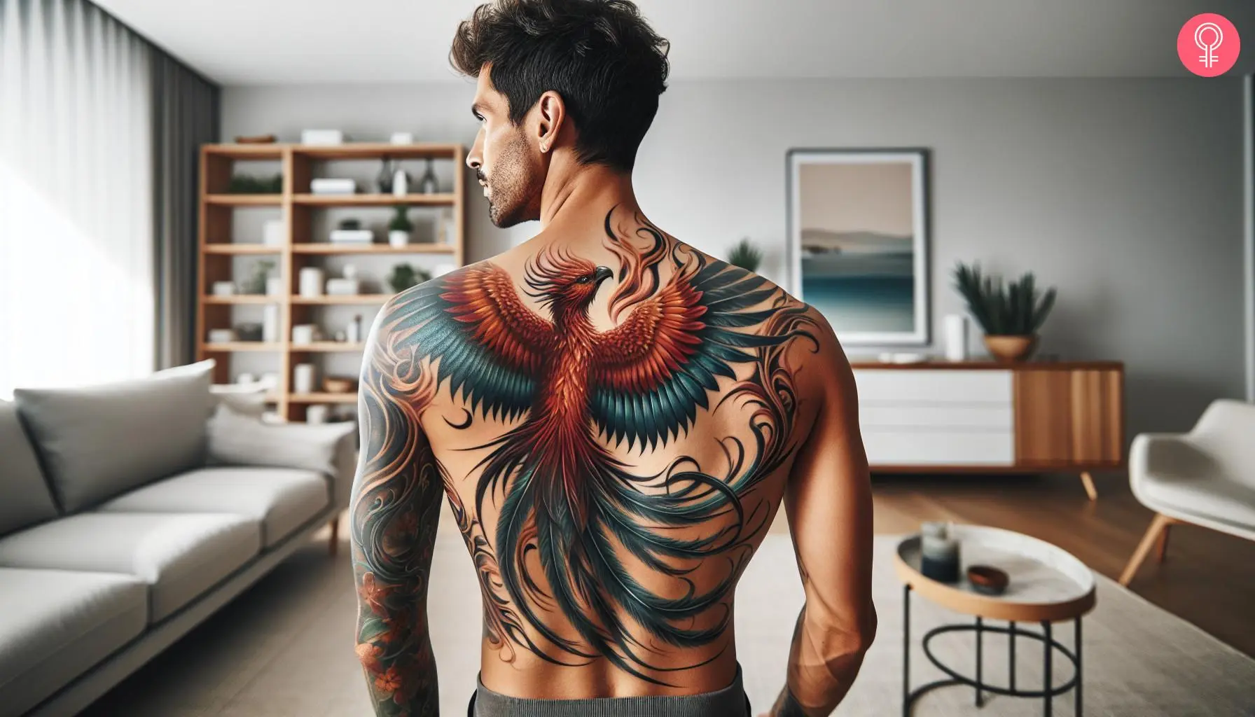 A back tribal phoenix tattoo