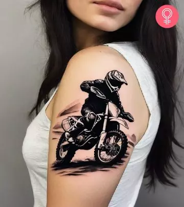 A woman getting a number tattoo