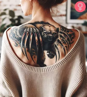 A Godzilla tattoo design on a woman’s arm