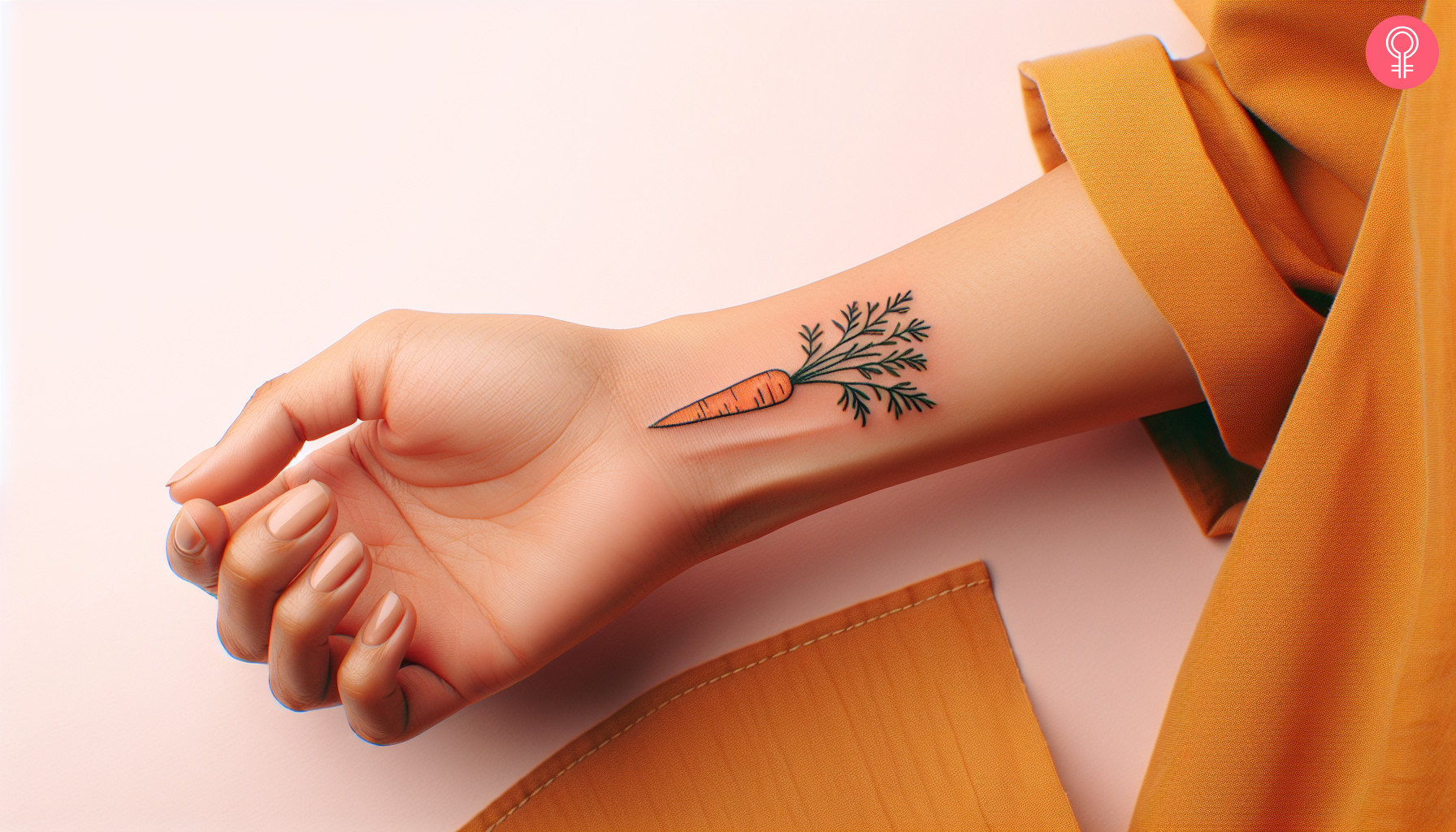 A colorful carrot tattoo inked on the wrist