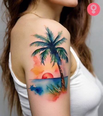 Stripe tattoo on a woman’s arm