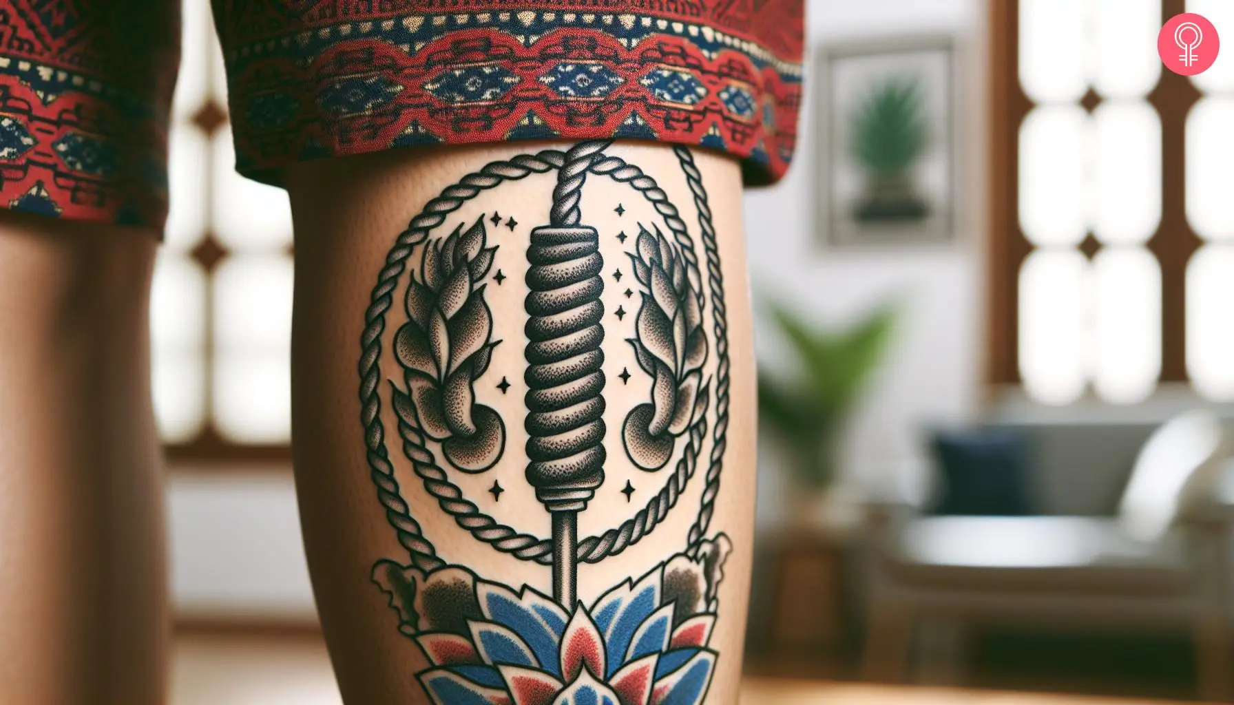 A fitness tattoo on the leg