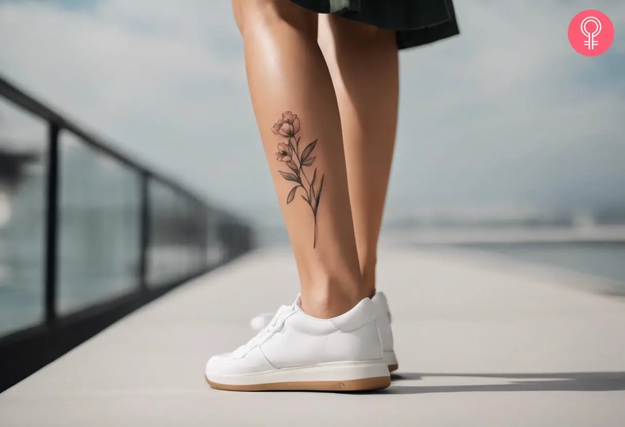 A flower calf tattoo