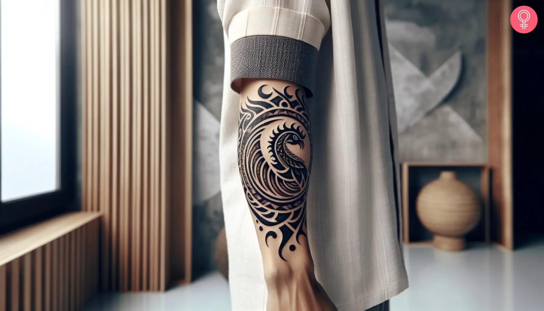 A forearm tribal phoenix tattoo