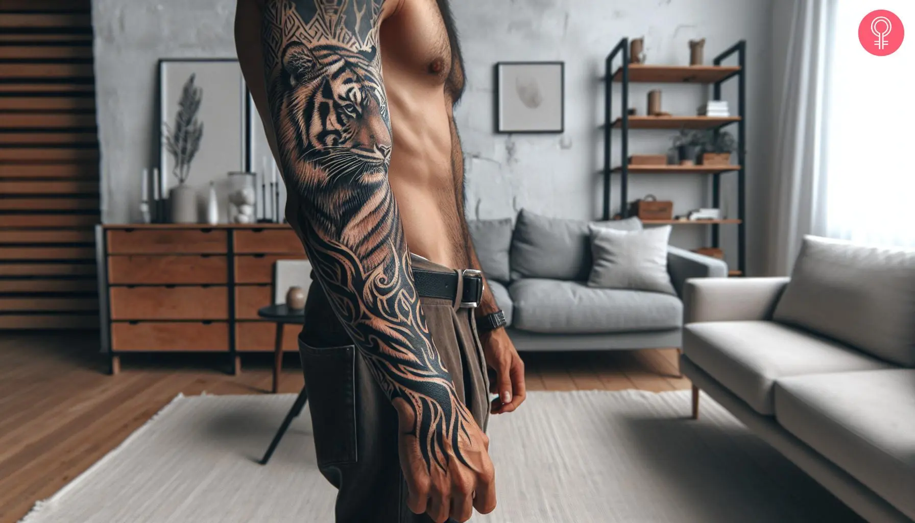 A graphic realism tattoo on the arm