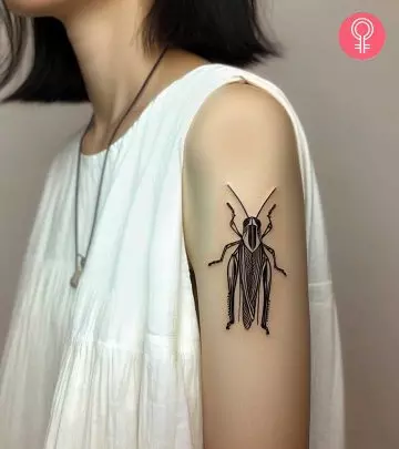 Woman with artistic flower tattoo on her arm