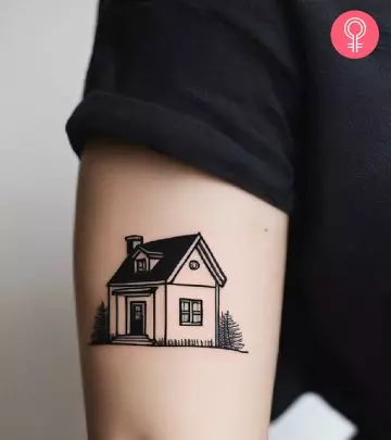 A brick column tattoo on the forearm