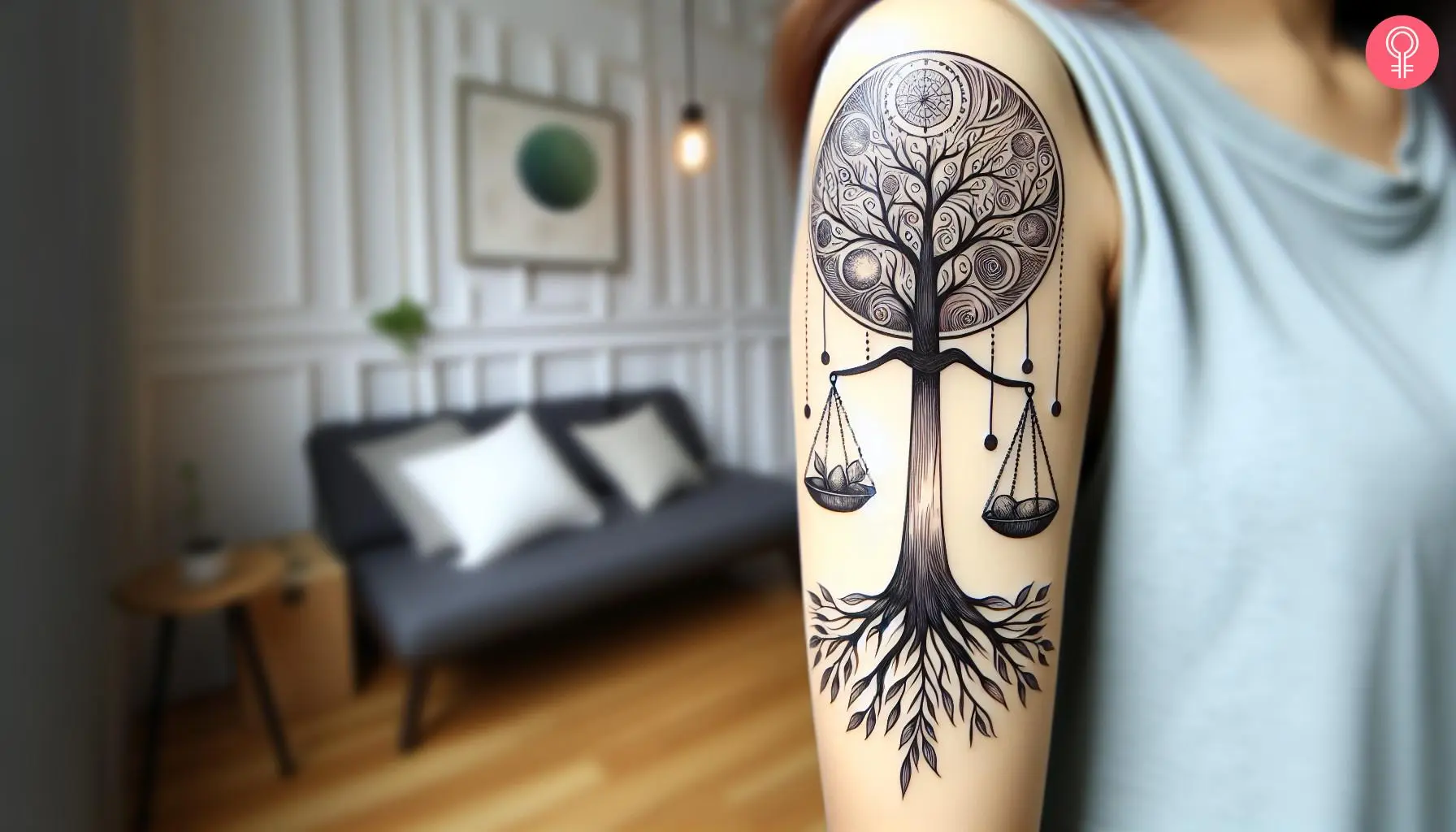 A life balance tattoo with the tree of life