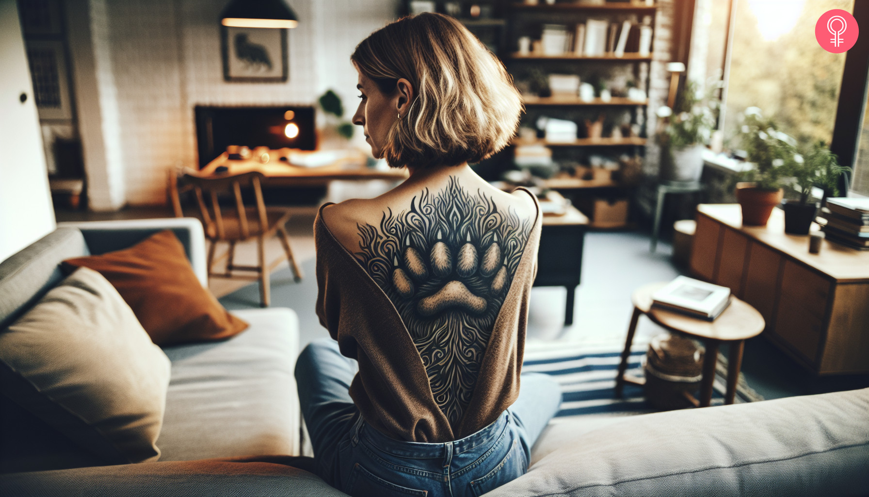 A lion claw tattoo on a woman’s back