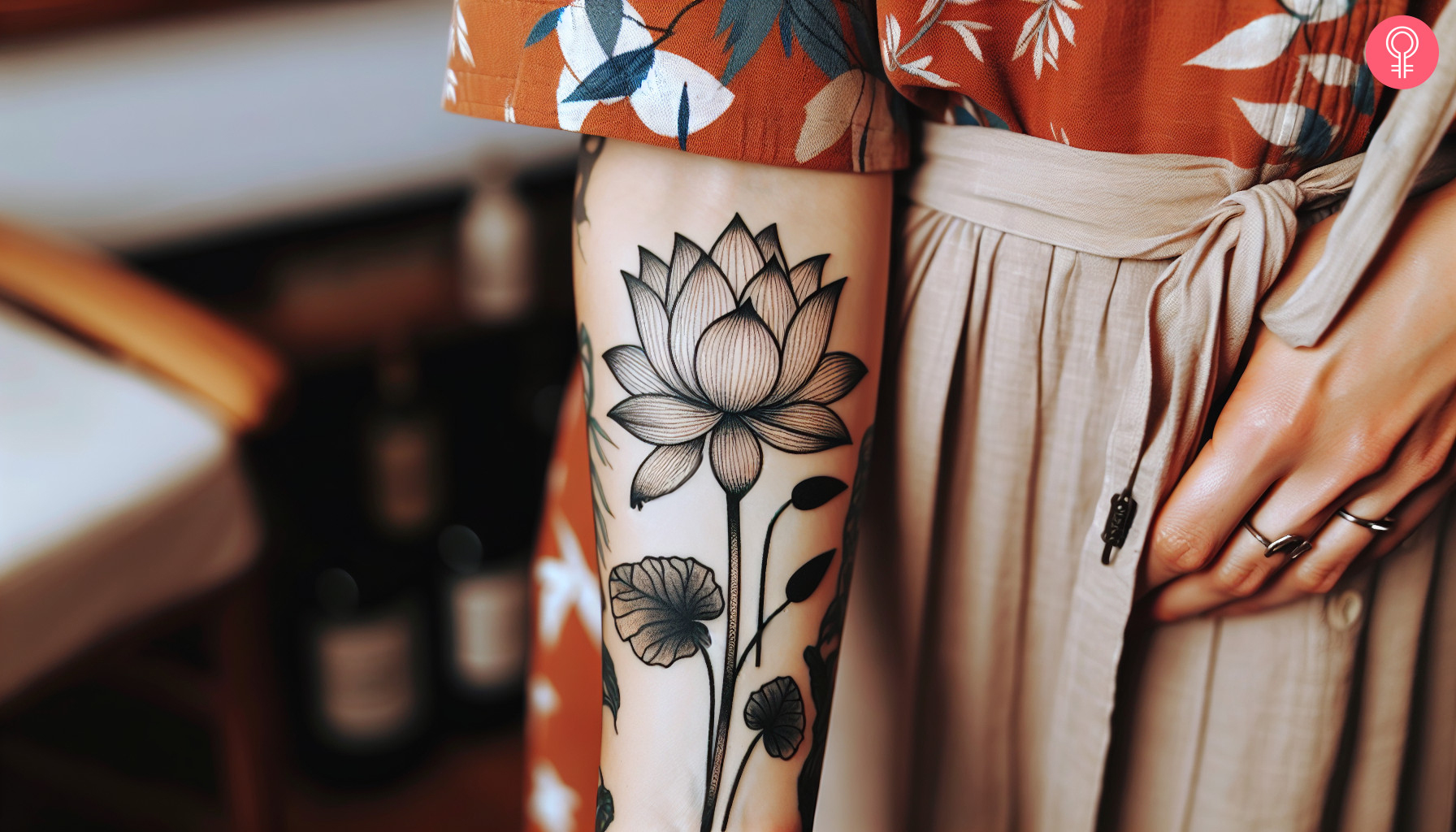 A lotus tattoo inked on the forearm