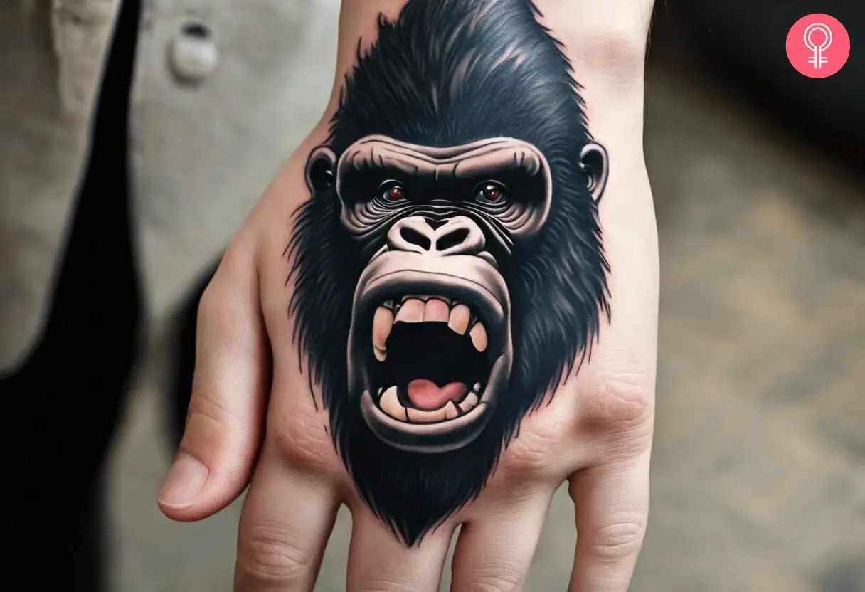 A man wearing a King King hand tattoo