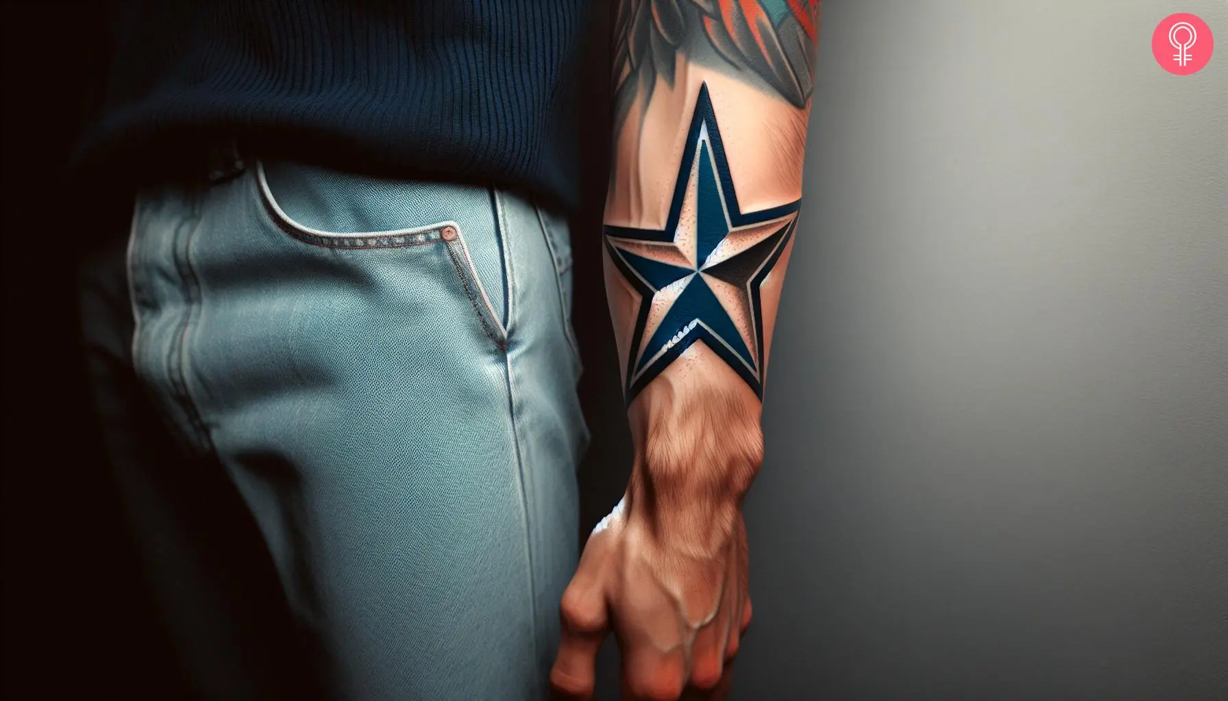 A man with a Dallas Cowboys forearm tattoo