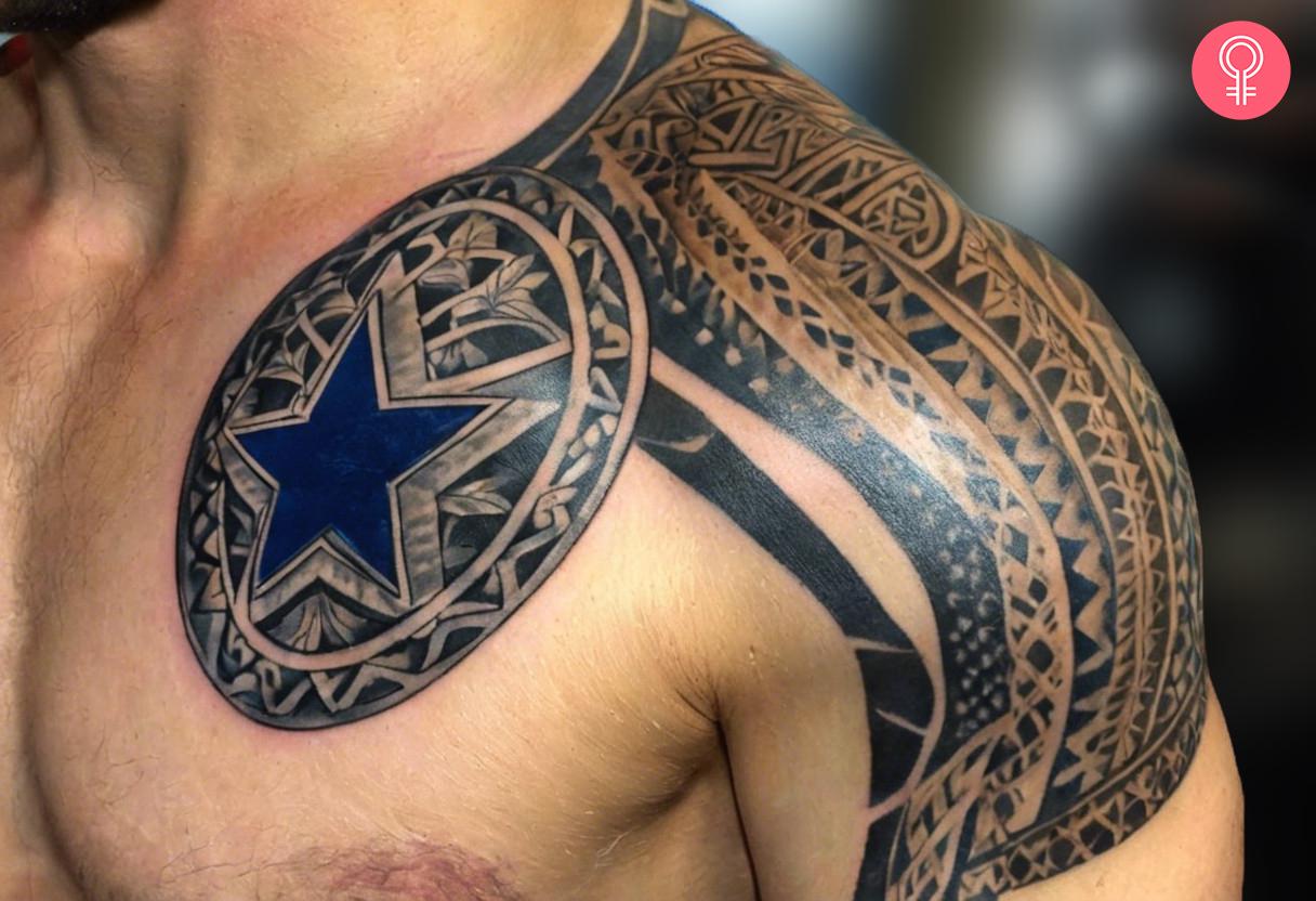 A man with a Dallas Cowboys tribal tattoo on his arm